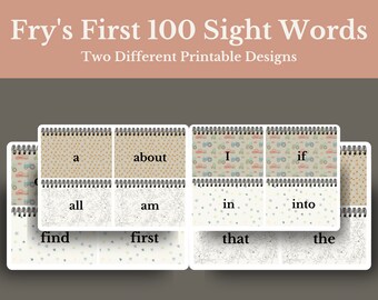 Fry's 100 First Sight Words Flash Cards / Printable First 100 Sight Words Flash Cards / Kindergarten Sight Words / 1st Grade Sight Words
