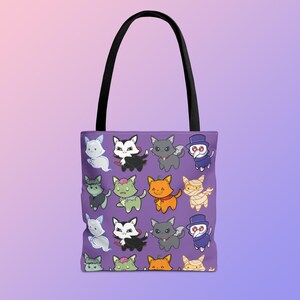 Cute Halloween Cat Tote Bag - Whimsical Animal Design for Cat Lovers, Eco-Friendly Shopping Bag, Gift for Pet Owners, Unique Art Tote