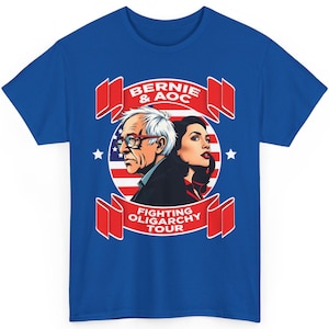 Bernie Sanders & AOC Fighting Oligarchy Tour Shirt, Political Tee, Alexandria Ocasio-Cortez T-Shirt