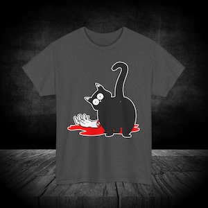 Funny Cat Lover Tee, Guilty Cat Shirt, Quirky Cat Design, Gift for Cat Owners, Halloween Casual Wear, Pet Humor Apparel