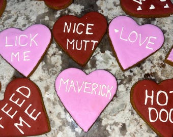 Handmade Valentines dog treats, individual, sets, customizable.