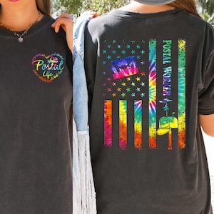 Postal Worker Colorful American Flag Shirt, Mail Lady Shirt, Mail Carrier Shirt Gift For Postal Worker