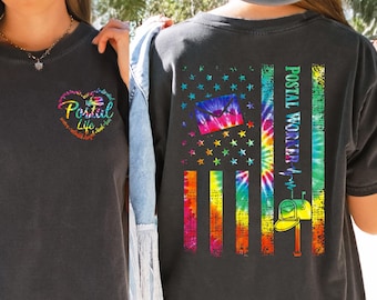 Postal Worker Colorful American Flag Shirt, Mail Lady Shirt, Mail Carrier Shirt Gift For Postal Worker