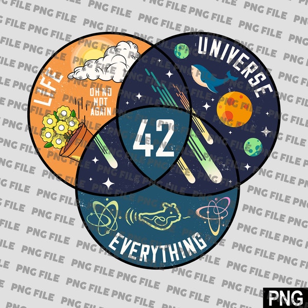 42 The Answer To Life The Universe And Everything Vintage Png File Download For Tshirt Print