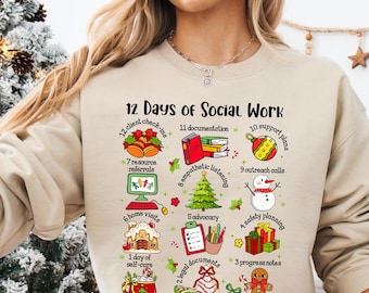 Christmas Social Worker T-Shirt, 12 Days of Social Work Christmas Shirt Social Worker T-Shirt