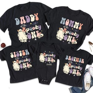 Custom Halloween Birthday Shirt, Dad Mom of The Spooky One Retro Halloween Ghost 1st Bday Shirt, Halloween Birthday Boy Gift