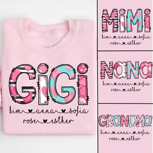 Custom Mimi Valentine Shirts, Grandma Custom Grandkids Names, Mimi Nana Grandma Valentine&#39;s Day Gift For Grandma Mimi Nana