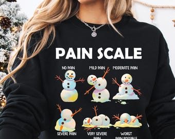 Schneemann Schmerzskala Shirt, Weihnachten Krankenschwester Sweatshirt, Medizinischer Urlaub Tshirt, Gesundheitspfleger Shirt Geschenk