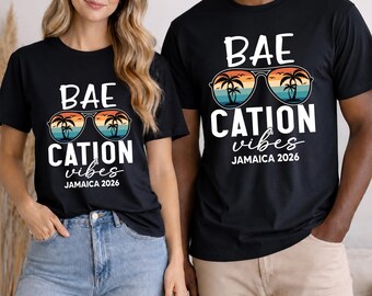 Custom Baecation Vibes Shirt, Husband and Wife Travel T-shirt, Funny Matching Spring Break Tshirts, Baecation Couples Trip Tee