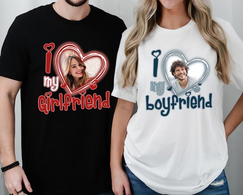 I Love My Girlfriend Shirt Custom Photo Shirt, Couple Valentine Shirt, Gift for Him, Gift for Her shirt, I Love My Girlfriend Shirt image 1