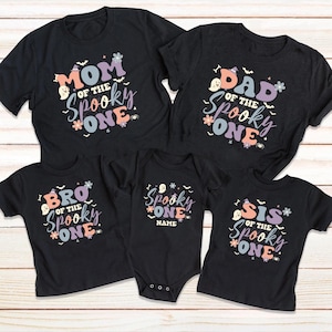 Custom Halloween Birthday Shirt, Dad Mom of The Spooky One Retro Halloween Ghost 1st Bday Shirt, Halloween Birthday Boy Gift
