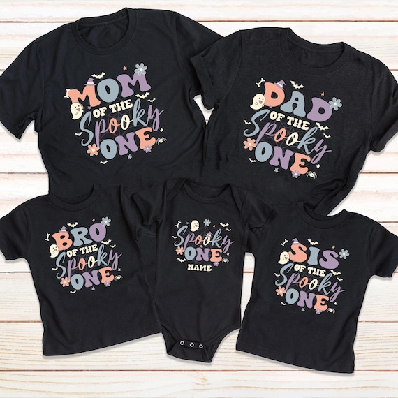 Custom Halloween Birthday Shirt, Dad Mom of The Spooky One Retro Halloween Ghost 1st Bday Shirt, Halloween Birthday Boy Gift