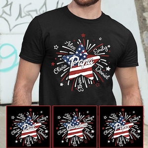 4th of July Papa Shirt, Custom Grandpa Shirt with Kids names shirt, Personalized Papa Shirt With Grandkids Name Flag Shirt, Gift For Father