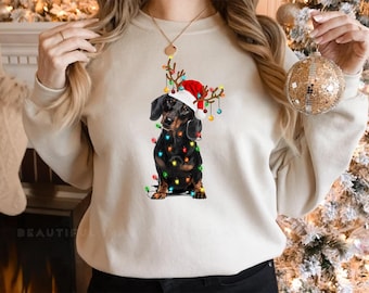 Christmas Dachshund Lights Shirt, Funny Dachshund Christmas Shirt, Dachshund Xmas Gift, Dachshund Lover Shirt Gift For Dog Lover
