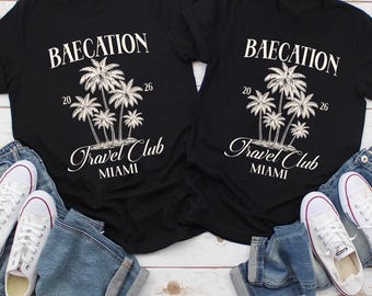 Personalized Baecation Club Travel Shirt, Funny Couple Trip Shirts, Vacation Together Apparel, Custom Honeymoon Destination, Couples Gift