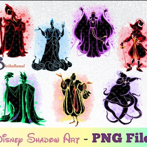 Shadow Cartoon Art PNG Bundle, Villains PNG, Fantasy Clipart, Magic Kingdom Shirt, Sea Witch PNG Sublimation, Wicked Queen, Instant Download