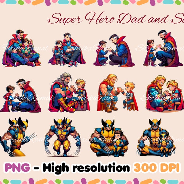 Father's Day PNG Bundle, Super Hero Dad PNG, Dad Life Shirt, Daddy and Son Sublimation, Super Dad Clipart, Fathor Shirt, Instant Download