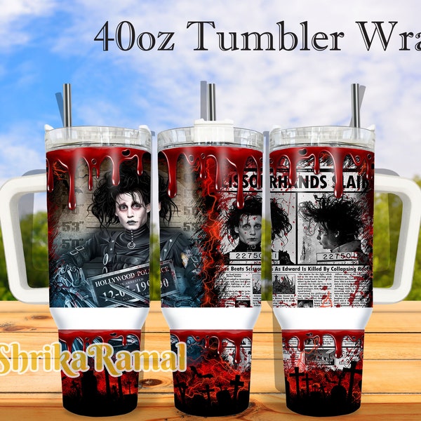 Horror Character 40oz Tumbler Wrap, Halloween Quencher Tumbler Sublimation, Spooky Vibes PNG, Dripping Tumbler PNG, Instant Download