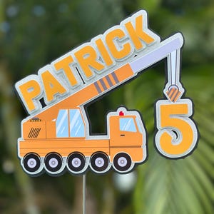 Construction crane / boom truck cake topper