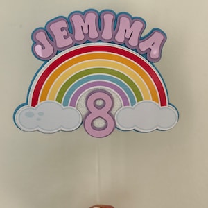 Rainbow Name & Age Cake Topper