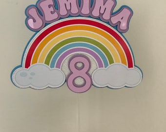 Rainbow Name & Age Cake Topper