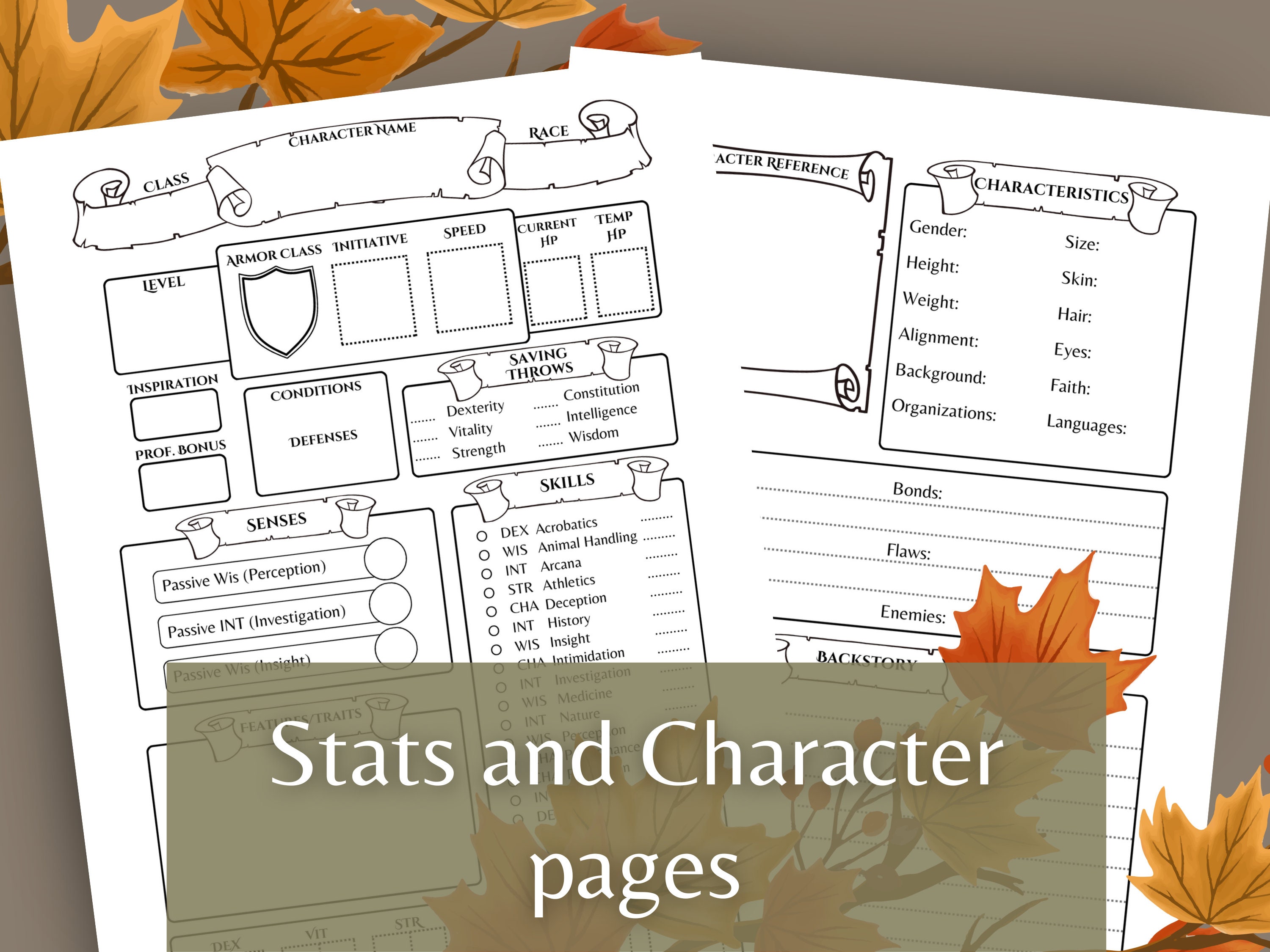 D&amp;D 5e Character Sheets - Etsy
