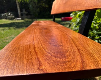 Garden bench, wooden bench, seating bench for indoors and outdoors, Sapele mahogany, wedding gift, solid wood