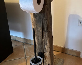 Toilet set toilet paper holder oak beams reclaimed wood