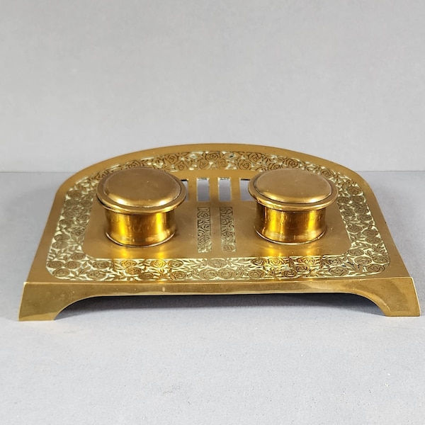 Antique French Depose Brass Double Inkwell