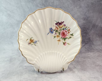 Royal Worcester Shell Shaped Dish with Floral Decoration  (C)