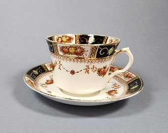 Antique Reid & Co Roslyn China Duo, Teacup Saucer, c1924+ , Victorian tea cup