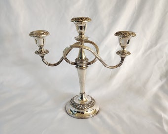 Vintage Ianthe Silver-Plate Triple Candlestick Holder Twisted Arms England