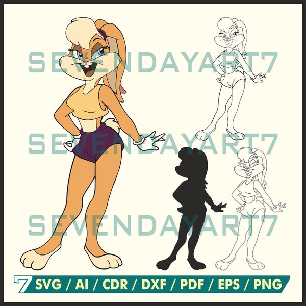 Lola Bunny SVG Digital File, Clipart, svg, ai, cdr, dxf, pdf, eps, png