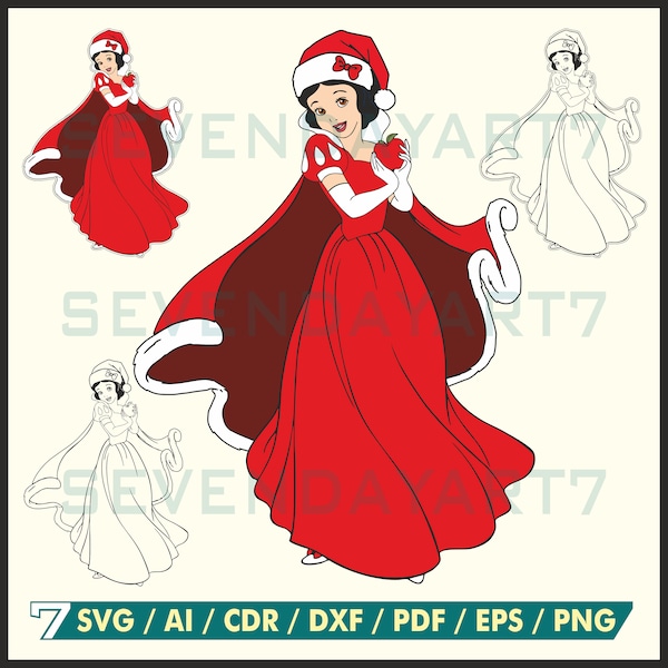 Blancanieves y los siete enanitos Navidad Santa Traje SVG Archivo Digital, Clipart, svg, ai, cdr, dxf, pdf, eps, png