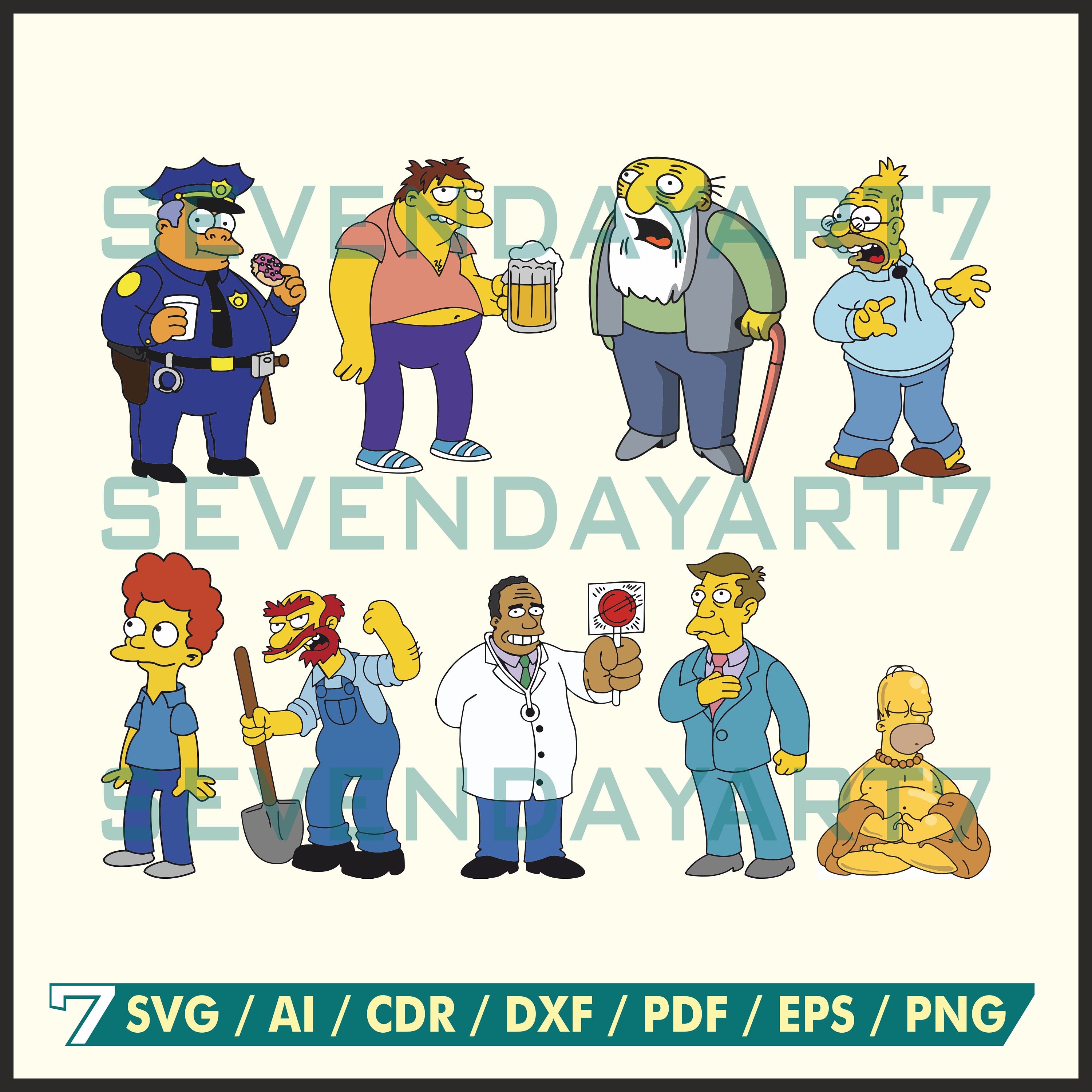 Simpson SVG Digital File, Clipart, Svg, Ai, Cdr, Dxf, Pdf, Eps, Png ...