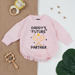 Daddy's Future Tennis Partner Baby Romper, Tennis Baby Bodysuit, Sport Baby Outfit, Tennis Toddler, Baby Shower Gift, Tennis Fan Gift