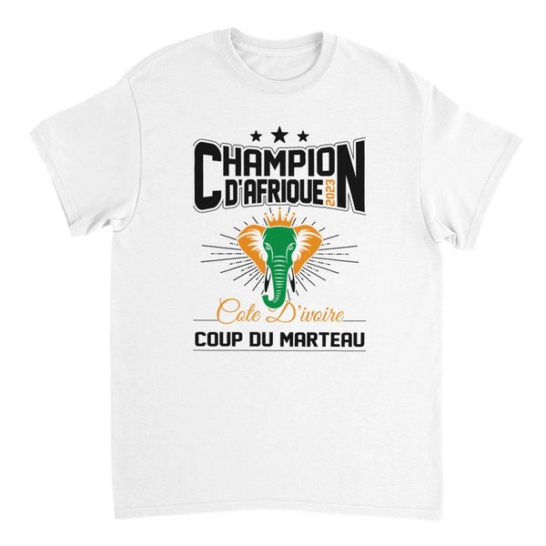 Cadeau T-shirt blanc Doux Maillot Côte d’ivoire 3 étoiles Champion de la coupe d’Afrique des nations CAN 2023 - 2024 Abidjan Yamoussoukro