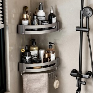 Bathroom Shelf Shower Corner Wall Mount Shampoo Storage Holder with Suction  Cup No Drilling Kitchen Storage Bathroom Accessories