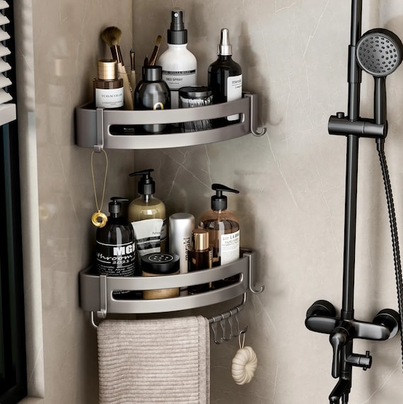 1pc Bathroom Toiletry Storage Rack, No Drilling Bathroom Shelf