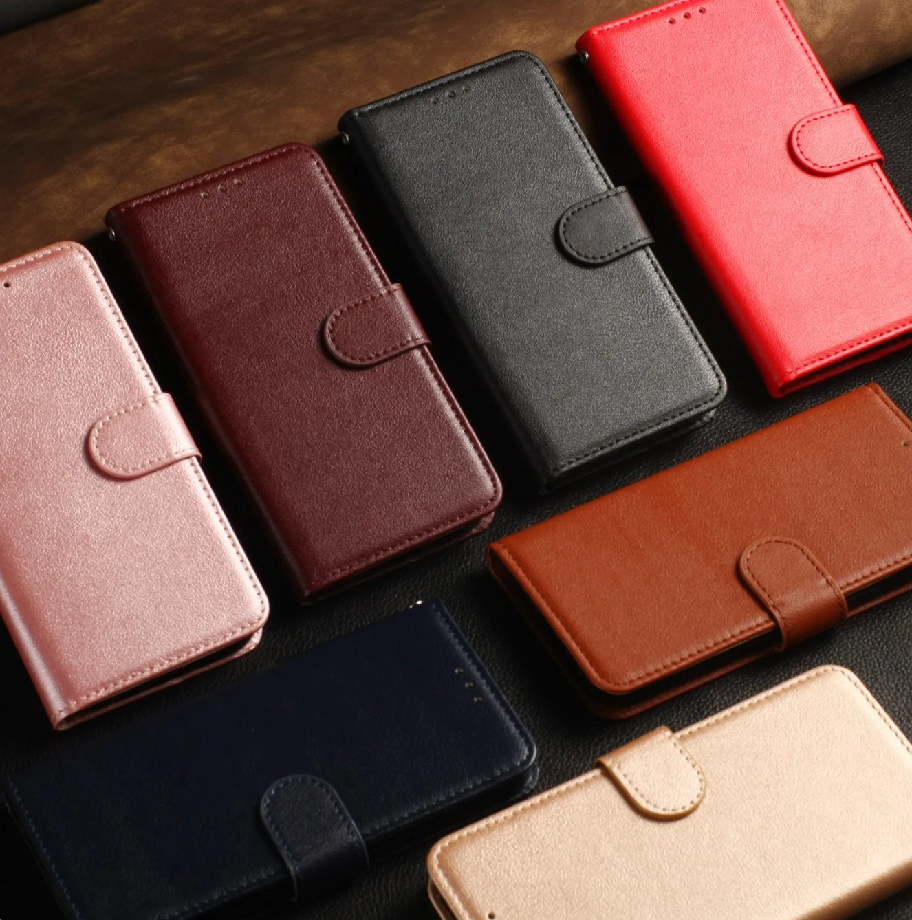 Zip Wallet Case for iPhone 12 Mini - Red - Granulated Leather