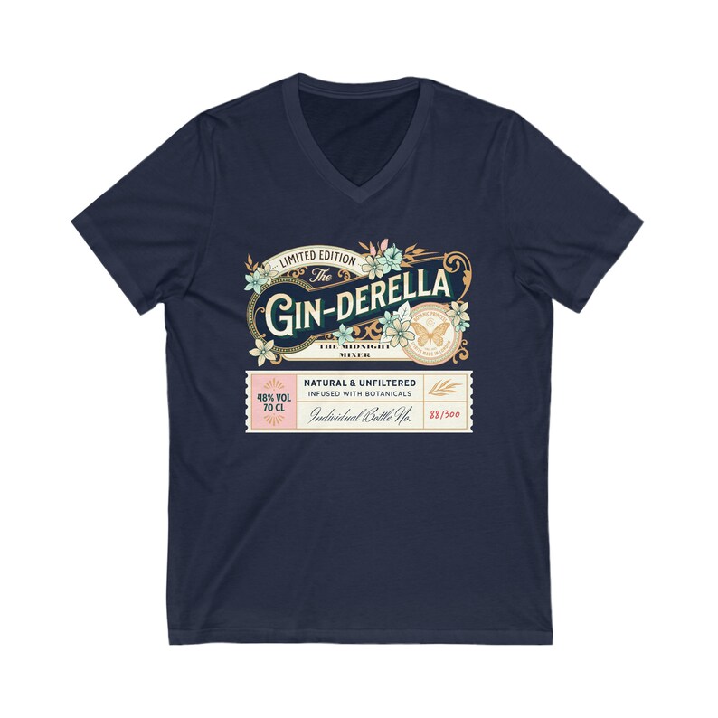 Vneck Gin Birthday Gift, Girthday Gin, Unisex Jersey Short Sleeve Tee