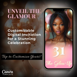 Customizable Birthday Invitation | Digital Glam Invite | Personalized Animated Party Video for Women | Digitable Downloaded