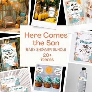 Here Comes the Son Baby Shower Bundle: 20+ Printable Decorations (Editable Template)