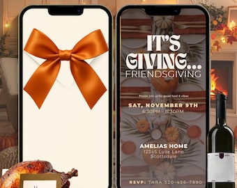 Friendsgiving Party Invitation Animated Video | Editable Fall Dinner Evite | Downloadable Thanksgiving Potluck Digital Invite Template