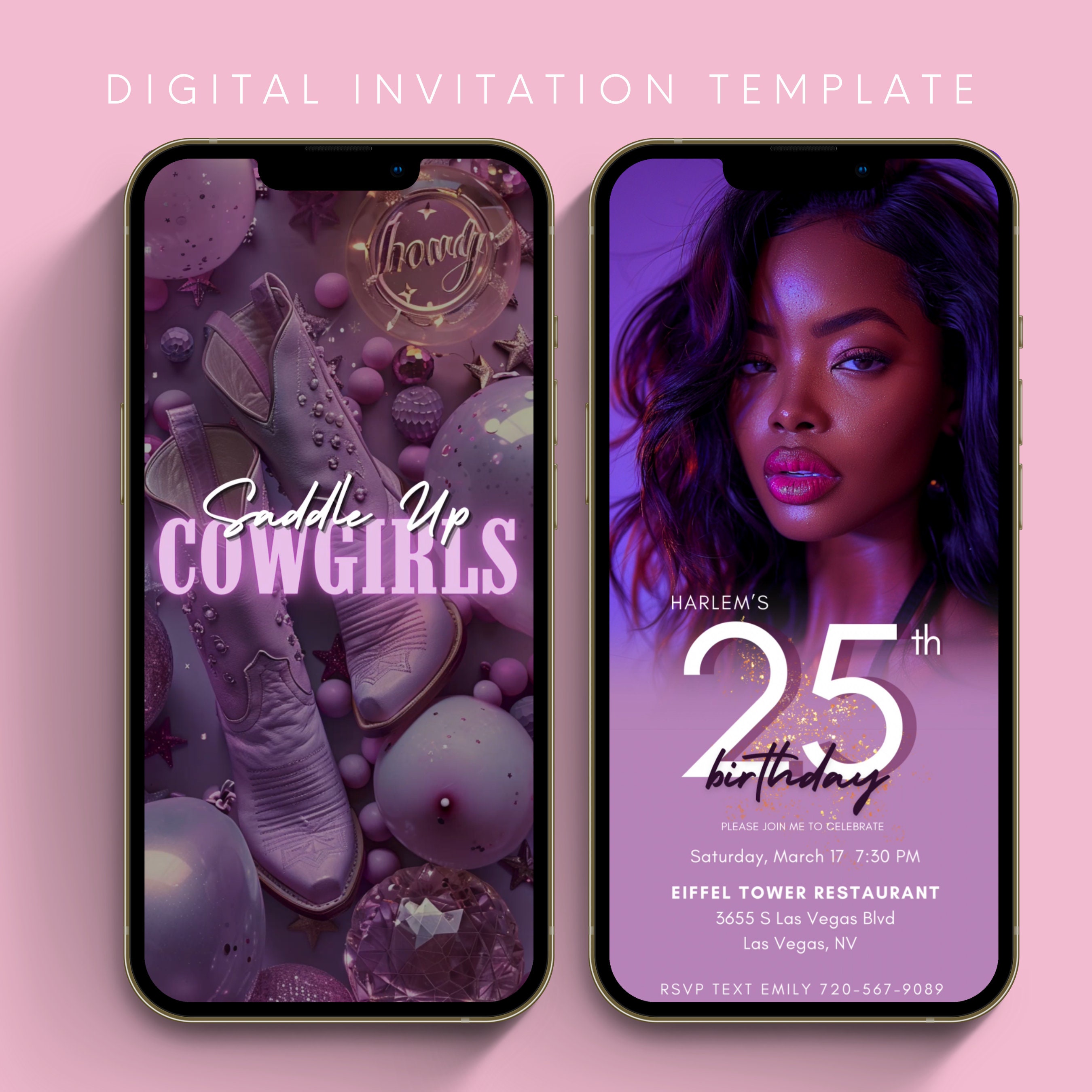 Cowgirl Birthday Party Downloadable Invitation Template