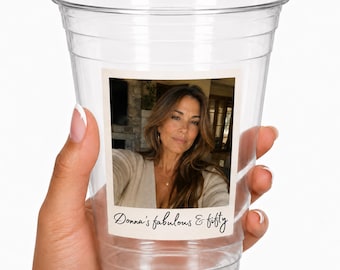 50th Birthday Photo Cups Personalized Custom Birthday Party Cups Bulk Drinkware Birthday Cups Personalized Custom Picture Cups Party Favors