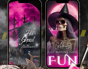 Ghouls Night Animated Halloween Invitation: Pink Skeleton Evite (Digital MP4 Template)