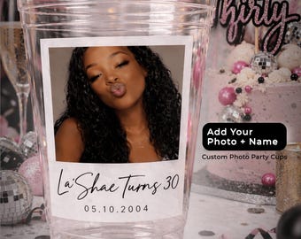 Vasos de cumpleaños personalizados al por mayor, vasos de fiesta personalizados con foto, vasos de plástico desechables, vasos para recuerdos de fiesta, juego de vasos personalizados para cumpleaños