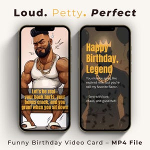 Cartão de aniversário engraçado e bem-humorado para ele, cartão de aniversário digital para download, cartão de aniversário animado para marido, editável