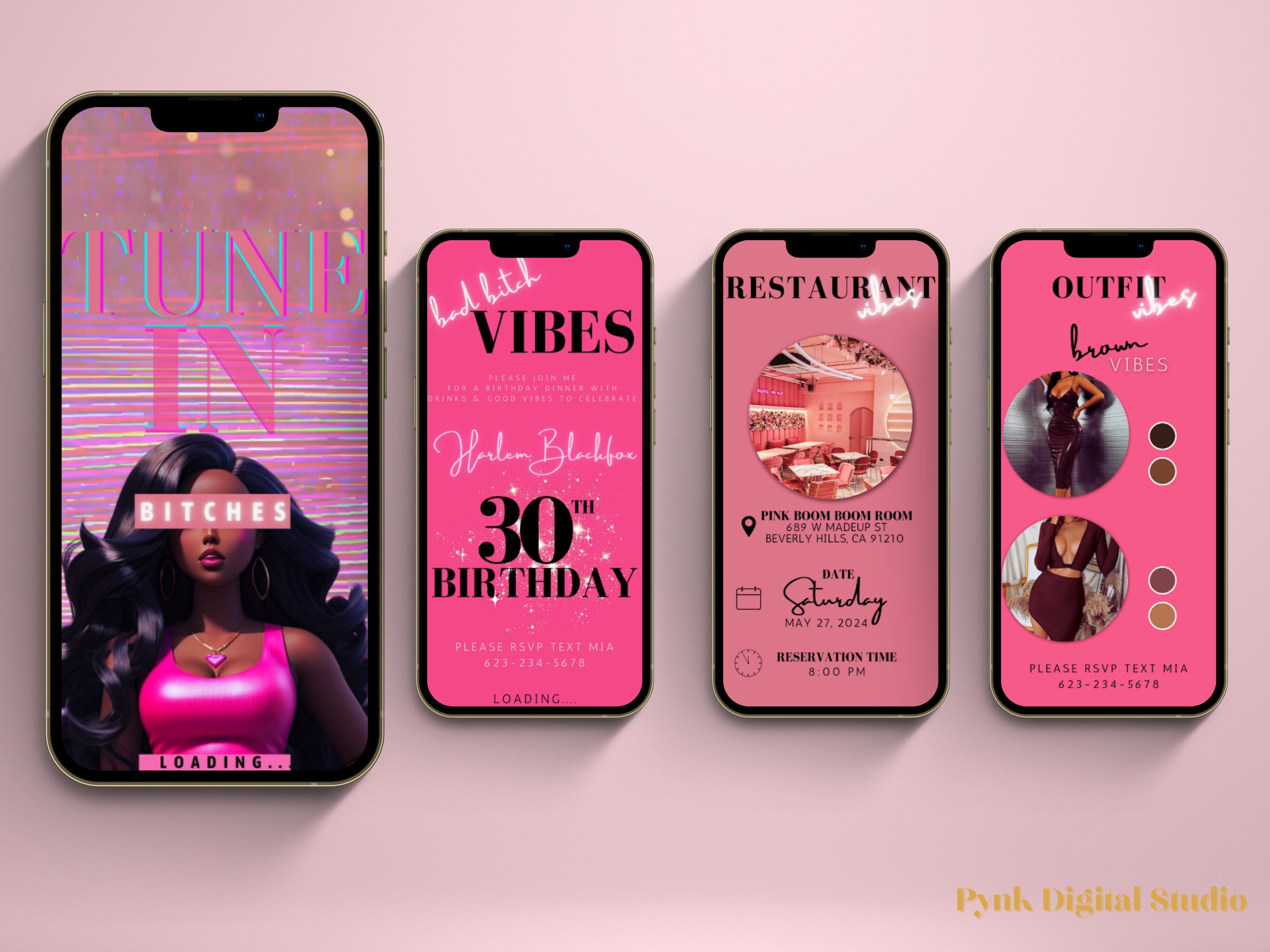 Pink Digital Birthday Invitation for Her Birthday Party, Pink Luxury ...